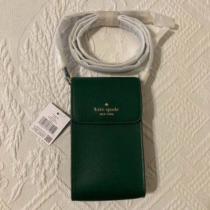 NWT Kate Spade Madison North South Flap Phone Crossbody Purse in Deep Jade